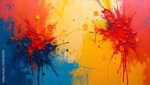 vibrant abstract background with dense, expressive paint splatters