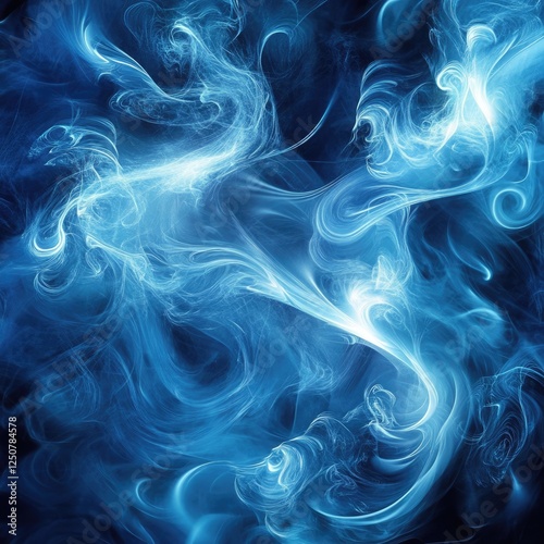 Wallpaper Mural Fluid Motion: Abstract Blue Swirls Featuring Artful Shapes and Smoke-Like Design Torontodigital.ca