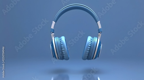 Obraz na płótnie Stylish over ear headphones elegantly floating on a light reflective surface showcased in a captivating 3D This digital artwork highlights the modern minimalist design and premium of the audio device w salonie