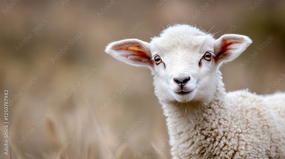Obraz premium Adorable Young Lamb Portrait Standing in a Nature Setting : Generative AI