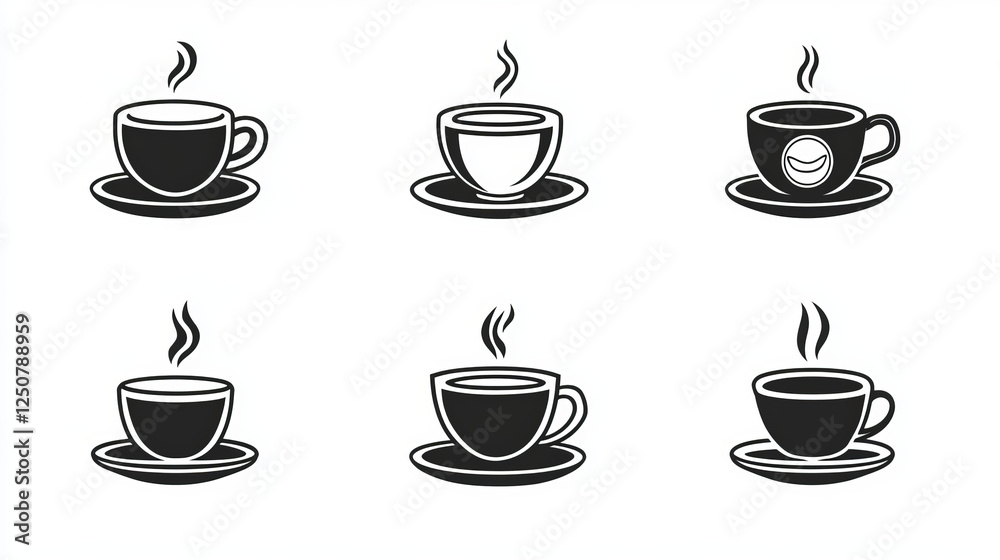 Coffee cup vector icon of strong espresso or cappuccino and americano, moka aroma stream. Cafeteria or coffeehouse sign of ristretto or frappe mug, latte macchiato or hot chocolate drink Coffee cup vector icon of strong espresso or cappuccino and americano, moka aroma stream. Cafeteria or coffeehouse sign of ristretto or frappe mug, latte macchiato or hot chocolate drink