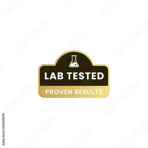 Lab tested label or proven results label vector isolated. Lab tested label for product packaging. Best lab tested icon for cosmetic or health product packaging design element.
