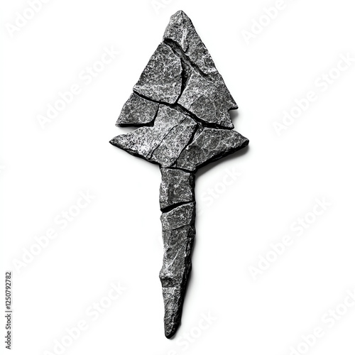 A creative arrangement of stones forming an arrow shape. This unique design symbolizes direction and intention, perfect for art, signage, or motivational imagery.