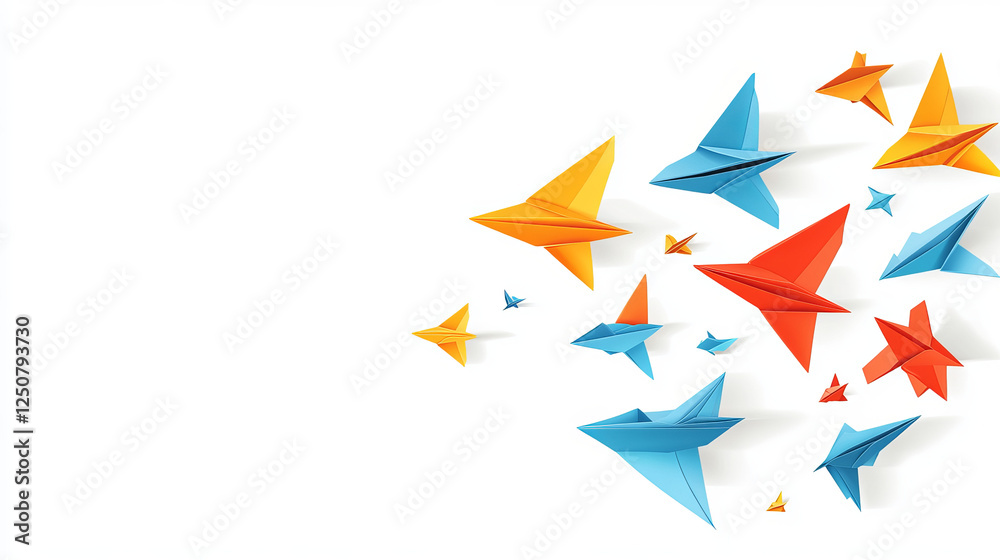 Abstract flying origami parrots isolated on white background. Vector version also available in gallery Abstract flying origami parrots isolated on white background. Vector version also available in gallery