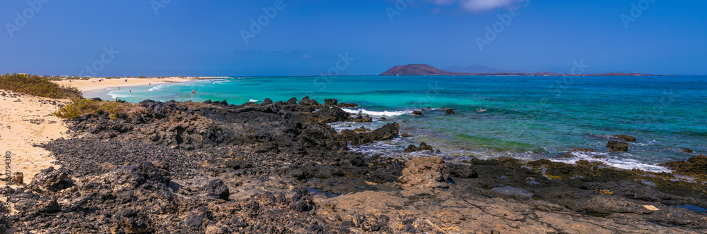 Lobos Island as seen from Corralejo Beach Lobos Island as seen from Corralejo Beach