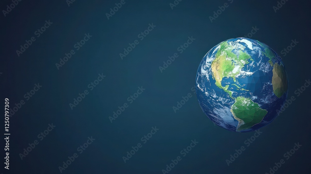Earth floating in space with a dark blue background, symbolizing global awareness Earth floating in space with a dark blue background, symbolizing global awareness