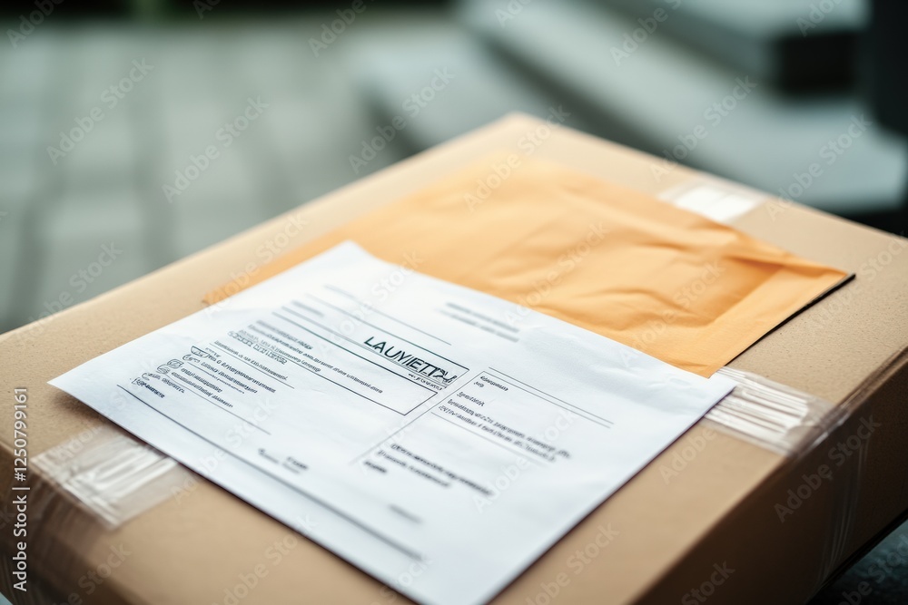 Obraz premium Delivery package for luxury fashion items resting on a stylish porch. Generative AI