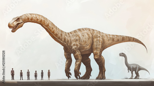 Dinosaurs size to human comparison infographics. Paleontology prehistoric reptile animals size comparison vector infographics. Jurassic allozaurus, suchomimus, datousaurus dinosaurs visualization photo