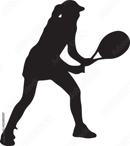 Silhouette illustration of a female tennis athlete