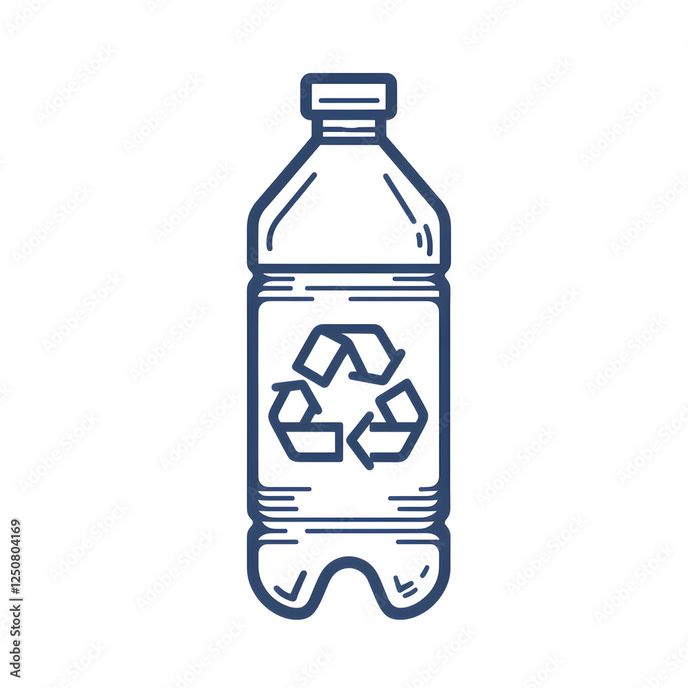 Linear icon with Water bottle with recycling arrows Linear icon with Water bottle with recycling arrows