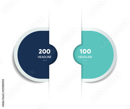 Infographic vector option banner with 2 steps. Color spheres, balls, bubbles. Infographic template.
