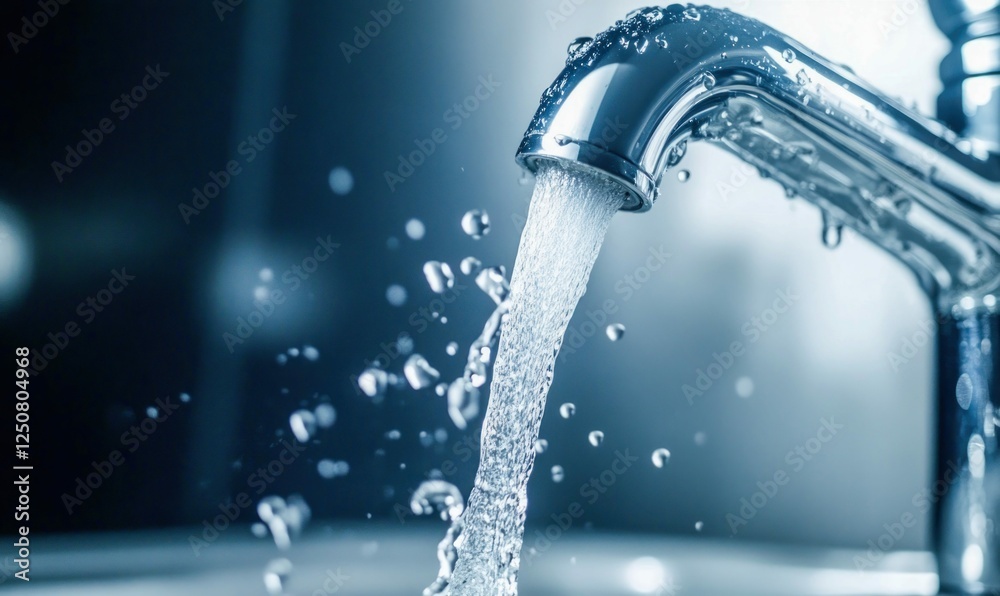 Close Up of a Faucet with Running Water Close Up of a Faucet with Running Water