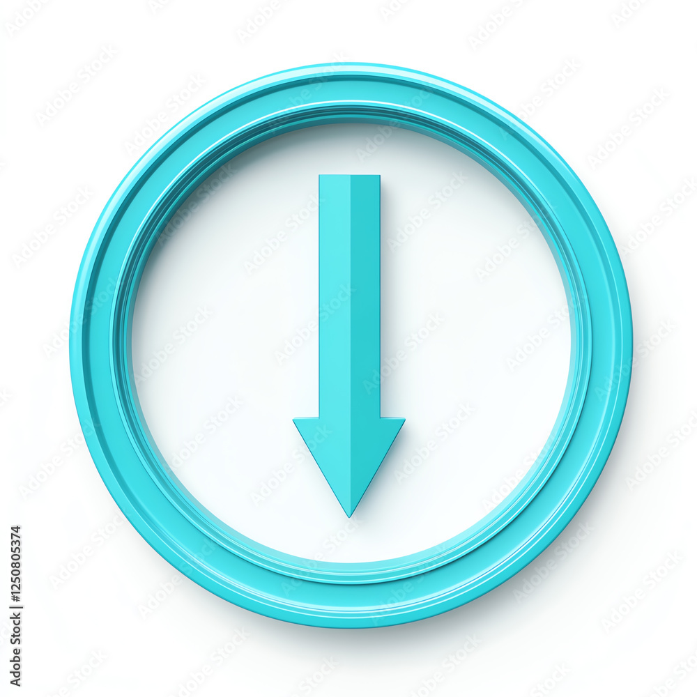 A minimalistic turquoise arrow pointing downwards, enclosed in a circular design. This clean and modern image is ideal for web design, user interfaces, and directional cues. A minimalistic turquoise arrow pointing downwards, enclosed in a circular design. This clean and modern image is ideal for web design, user interfaces, and directional cues.