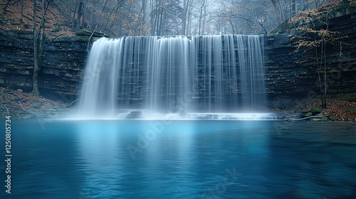 A majestic waterfall cascading into a deep pool in 4K  HD 8K wallpaper Photographic Image