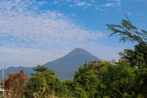 Morning view of Mount penanggungan, which is located in Pasuruan, East Java, Indonesia photo