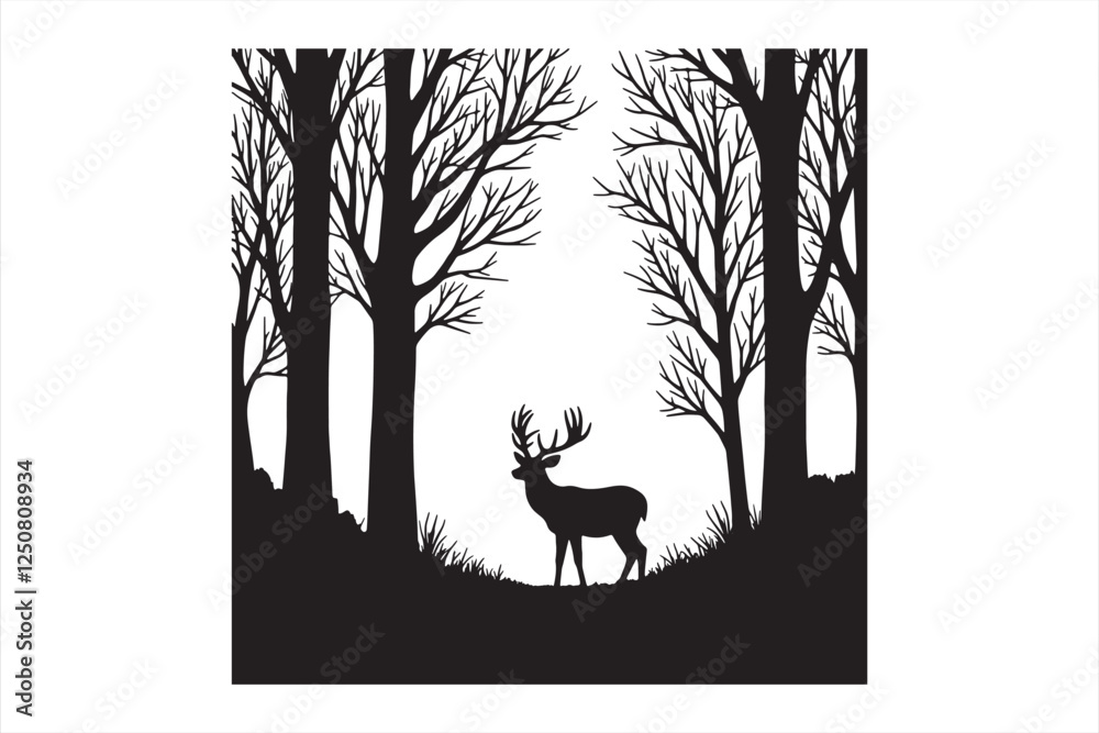 Fototapeta premium Deer in the Forest - Wildlife SVG and Vector Graphic