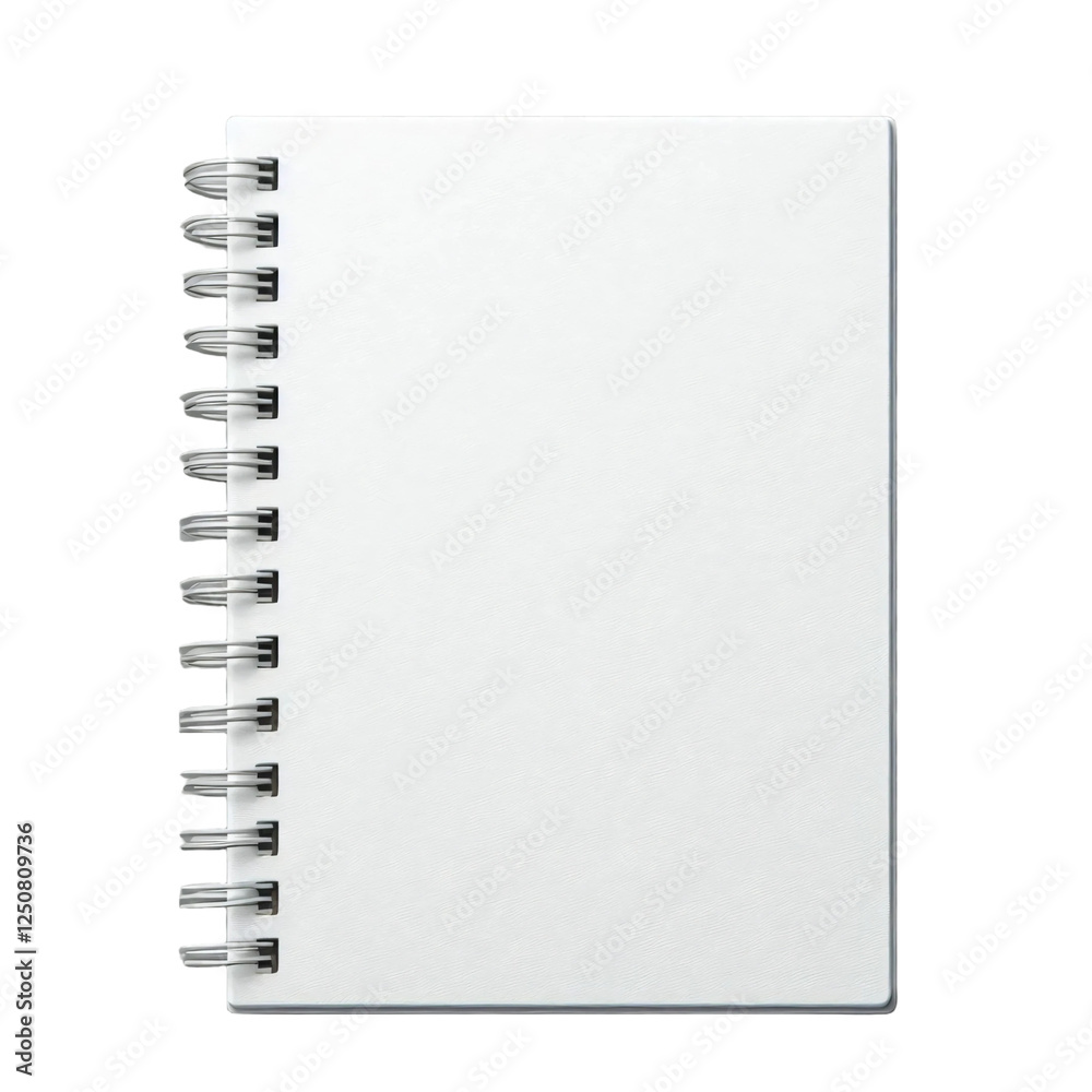 Blank white spiral notebook isolated on transparent background with clipping path. Blank white spiral notebook isolated on transparent background with clipping path.
