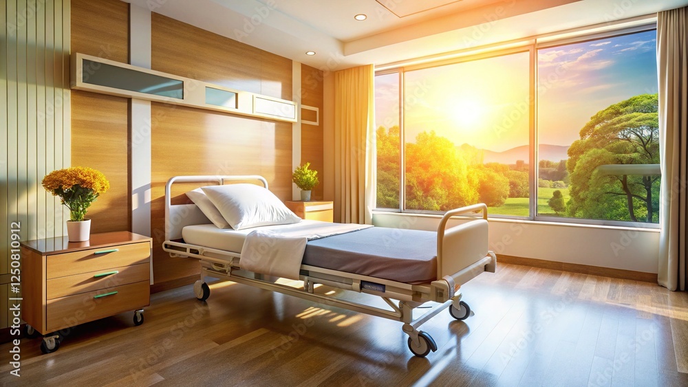 Clean and Serene Hospital Room with Adjustable Bed Clean and Serene Hospital Room with Adjustable Bed