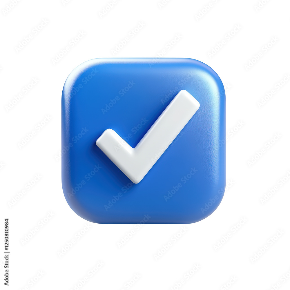 Isolated Blue Square with a Confirmation Checkmark Isolated Blue Square with a Confirmation Checkmark