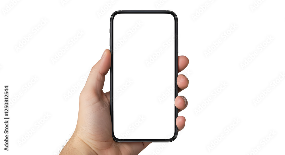 Modern Smartphone Mockup with Blank Screen on White Background Modern Smartphone Mockup with Blank Screen on White Background