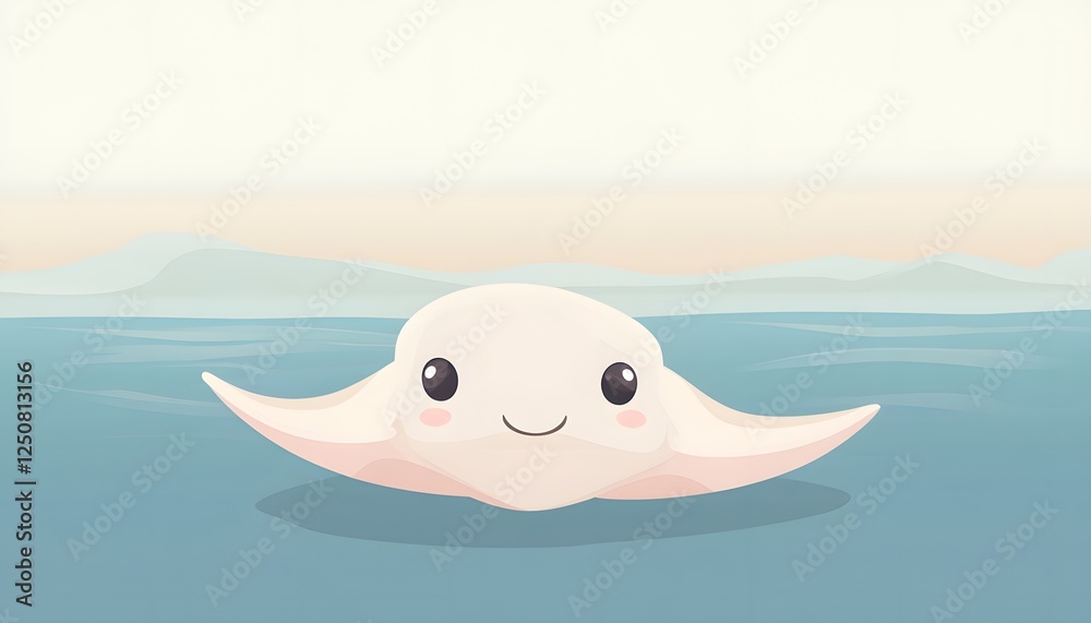 Happy Stingray Swims in Calm Ocean Waters Happy Stingray Swims in Calm Ocean Waters