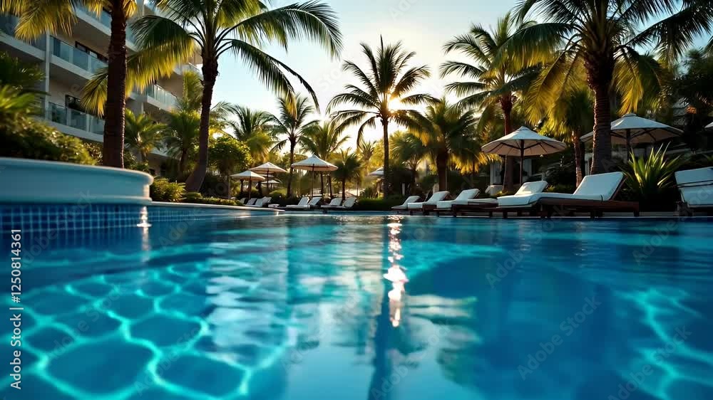 Tropical Paradise Resort Pool: Sunsets, Palms, and Relaxation Tropical Paradise Resort Pool: Sunsets, Palms, and Relaxation