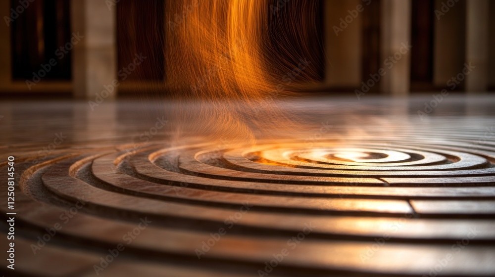 Fototapeta premium Spiral fire fountain courtyard design interior