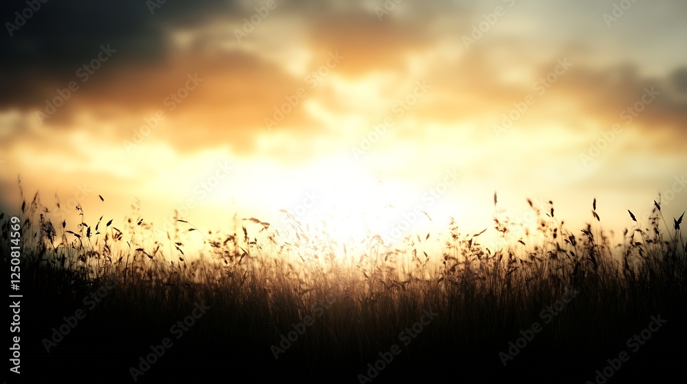 Golden sunrise illuminating a field with tall grass swaying gently in the wind : Generative AI Golden sunrise illuminating a field with tall grass swaying gently in the wind : Generative AI