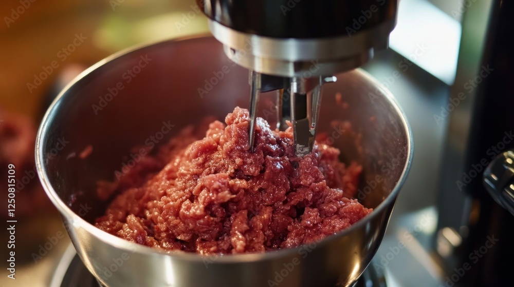 For culinary purposes, fresh minced meat is combined with an electric meat grinder. For culinary purposes, fresh minced meat is combined with an electric meat grinder.