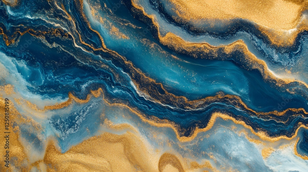 Colorful abstract waves, vibrant blue and gold patterns flowing together, perfect for art or interior design projects. Colorful abstract waves, vibrant blue and gold patterns flowing together, perfect for art or interior design projects.