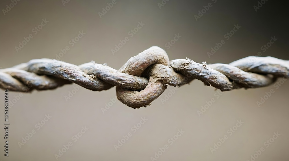 Close up of a knotted rope showcasing texture and detail in neutral background : Generative AI Close up of a knotted rope showcasing texture and detail in neutral background : Generative AI