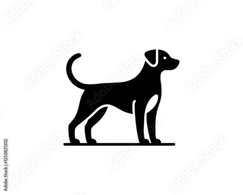 Dog Logo design template. Vector illustration. Simple silhouette. Black dog logo