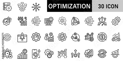 Minimalist Optimization Icon Pack | 30 Outline Vector Icons, Editable stroke. 