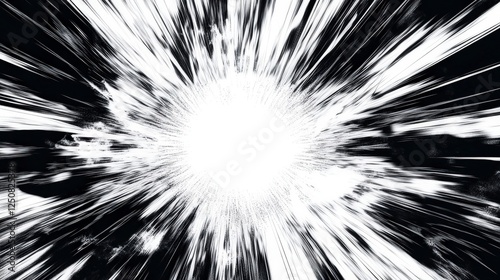 Abstract Black and White Graphic Art with Dynamic Lines and Explosions