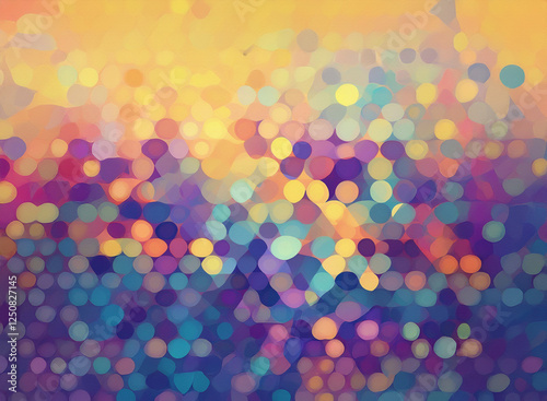 Abstract background featuring a gradient of blurred circles, transitioning from warm yellow and orange hues at the top to cool purple and blue tones.