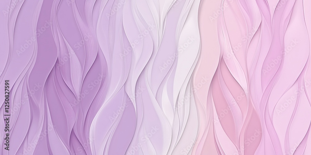 Fototapeta premium Seamless 3D Low Profile Gradient Monochrome Wave Texture Pattern, Soft violet Lavender Background