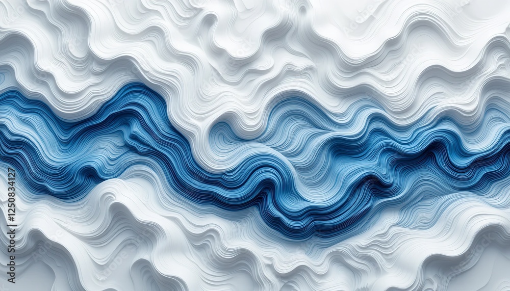 Abstract Blue and White Wave Pattern Digital Art Background Texture Modern Design Elegant Swirling Lines Smooth Surface Fluid Artistic Illustration Abstract Blue and White Wave Pattern Digital Art Background Texture Modern Design Elegant Swirling Lines Smooth Surface Fluid Artistic Illustration