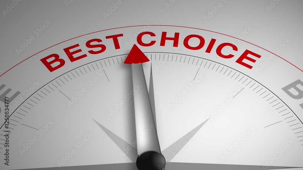 Best Choice text or word with a gauge arrow on a compass, representing guidance and direction on a clean white background. Ideal for business, coaching, consulting, and self-improvement concept Best Choice text or word with a gauge arrow on a compass, representing guidance and direction on a clean white background. Ideal for business, coaching, consulting, and self-improvement concept