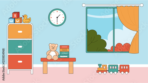 Children's room vector illustration. Background