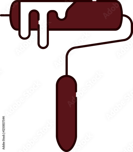 Paint Roller Icon in Red and White Color.