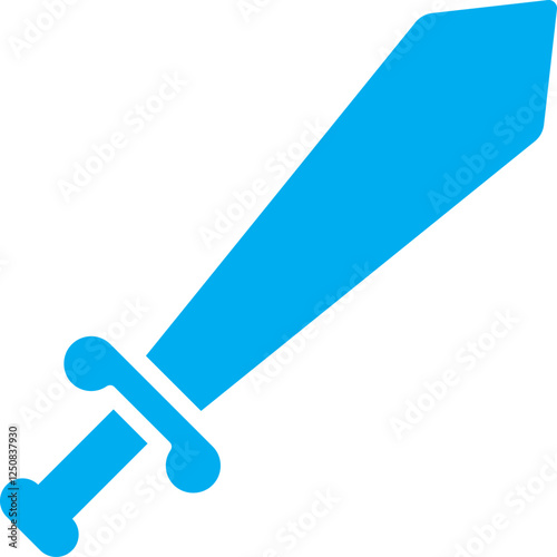 Blue Sword Icon in Flat Style.