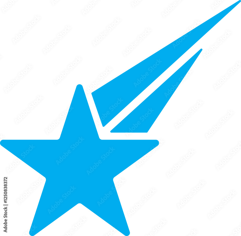 Fotografie Blue Shooting Star Icon in Flat Style.