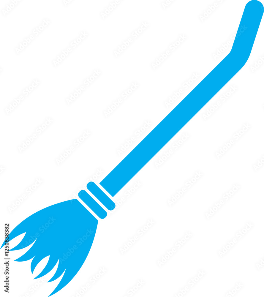 Fotografie Blue Broom Icon in Flat Style.