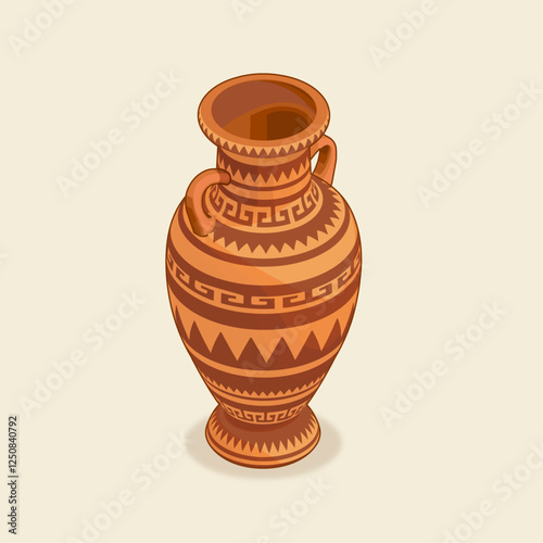 Native American Clay Pots art crafts African patterns Greek Vector Isometric Vase