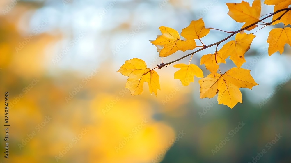 Close Up of Beautiful Bright Yellow Maple Leaves Against a Soft Focus Background in Autumn Season : Generative AI Close Up of Beautiful Bright Yellow Maple Leaves Against a Soft Focus Background in Autumn Season : Generative AI