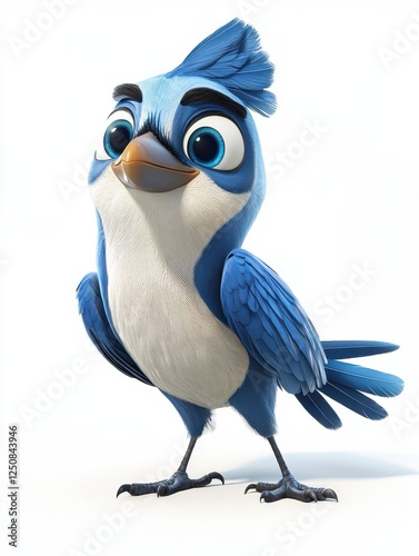 A cartoon character blue jay bird on a white background wallpaper photo