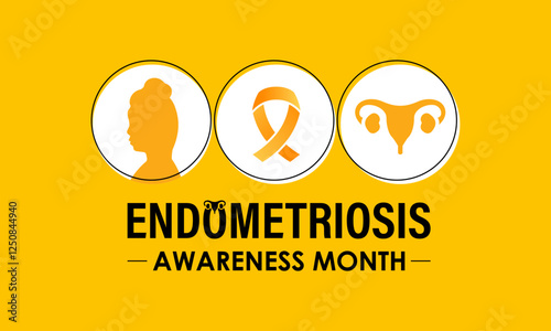 Endometriosis Awareness Month is observed every year in March to raise awareness about endometriosis, a chronic and often painful condition. Chronic pelvic pain, painful periods. Vector illustration.