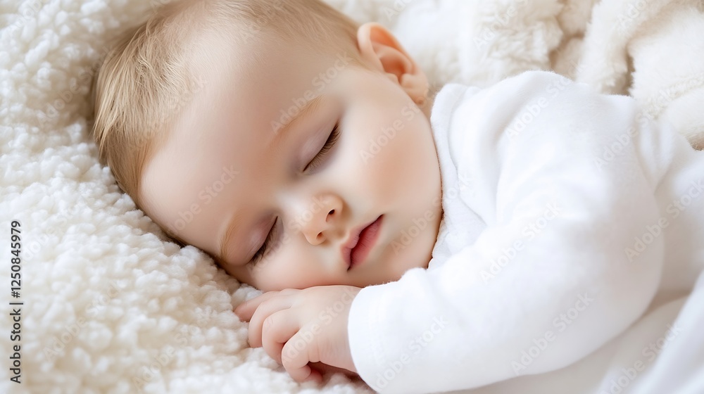 Adorable sleeping baby peacefully resting on soft blanket creating a serene and tender moment : Generative AI Adorable sleeping baby peacefully resting on soft blanket creating a serene and tender moment : Generative AI
