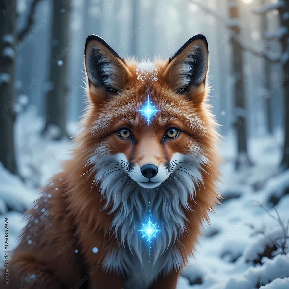 Obraz premium majestic fox in snow forest