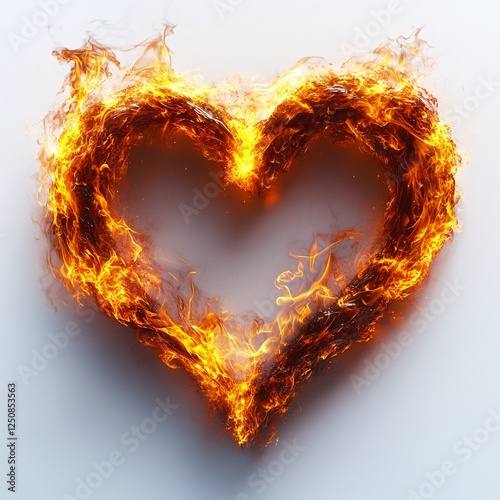 Fiery Heart Burning Brightly With Intense Flames photo